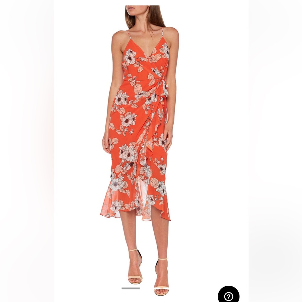 Bardot Loretta Wrap Midi Maxi Dress Size Small Orange Floral
